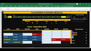 Calendrier mensuel avec planning personnel Excel [upl. by Anuahsat]