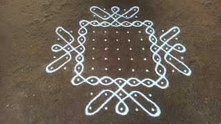 Beautiful beginners 11 dots kambi kolam  very easy sikku kolam  SathyaSelva Arts [upl. by Dnalevelc]