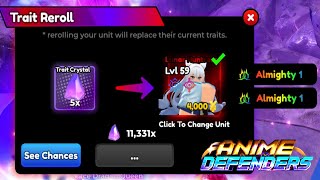 Using 5000 Trait Crystals On Our Last 10 Secrets From The 3M Gem Summoning Video  Anime Defenders [upl. by Nnail140]