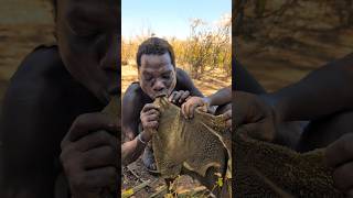 Wow Thats incredible delicious Raw meat Hadza boys enjoying middle of nowhere ‼️😲😋hadzabetribe [upl. by Enaitsirk]