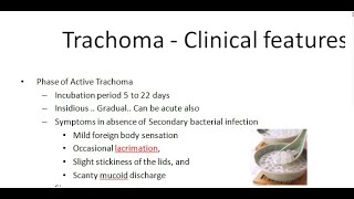 Ophthalmology 076 b Trachoma Clinical features Active Herbert follicle Progressive Pannus Leber cell [upl. by Euqor]