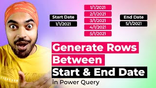 Generate Dates between Start and End Date in Power Query [upl. by Ahsimet]