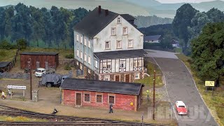 Preßnitztalbahn  Großrückerswalde  Schmalspur Modellbahn Spur H0e mit Dampflok IV K [upl. by Sregor]