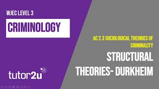 Durkheim  WJEC Criminology  Unit 2  AC 23 Revision [upl. by Fineberg]