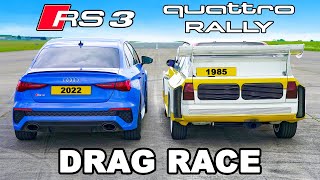 Audi RS3 v Quattro Rally Car DRAG RACE [upl. by Attenaej]