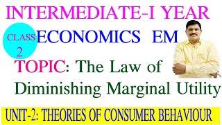 law of diminishing marginal utility utility  inter I year economics english mshatavahana [upl. by Assirac727]