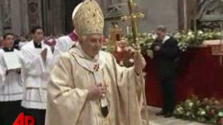 Raw Video Pope Knocked Down at Christmas Mass [upl. by Hseham]