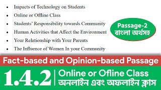 Online or Offline Class Passage  Fact based and Opinion based Passage  Class 9 English 142 [upl. by Rma]