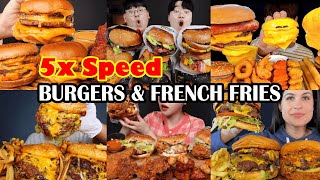 Mukbangers Eating 🍔 BURGERS amp 🍗 Fried Chicken Compilations 5x Speed  Mukbang Asmr 🍔🍗🍟  ASMR [upl. by Sloatman357]