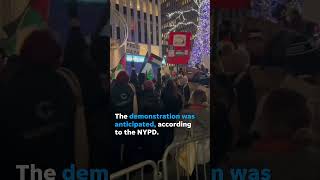 Rockefeller Center Christmas tree lit despite proPalestinian protests Shorts [upl. by Leynwad]