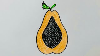 How to draw a Papaya  StepbyStep Drawing Tutorial 🎨🌴 [upl. by Drucill]