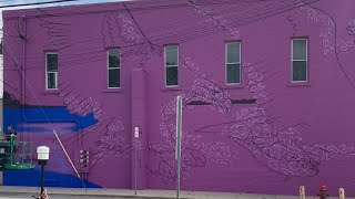 Public Art Mural by Justin Suarez in Linesville PA [upl. by Agretha]