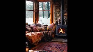 Winter cabin comfort shortsviral snow wintercabin snowcabin winterhome shorts cabinambience [upl. by Yelsiap]