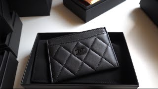 Unboxing Chanel 23B Classic Card Holder So Black 🖤 [upl. by Lyj]