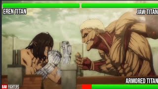 Eren vs Reiner amp Gallierd with healthbars  Attack on Titan S04 2022 [upl. by Yacov996]