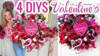 💖NEW 4 DIY Dollar Tree VALENTINES DECOR CRAFTS WREATH  SWAG 💖Olivias Romantic Home DIY [upl. by Verdi]