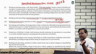 Specified Business Section 35AD Part1 of Income tax Act 1961  CMA EXCLUSIVE [upl. by Finstad641]