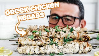 Greek Chicken Souvlaki Recipe Seasoned Chicken Kebabs [upl. by Dalton]