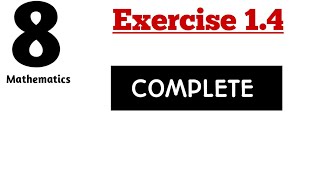 Exercise  14  Complete  Class 8 Maths [upl. by Melville]