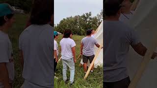 Teaching the youth how to put up a teepee indigenous education ojibwe [upl. by Ettenay]