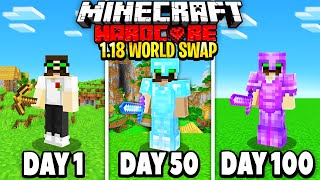 WE Survived 100 days in 3 DIFFERENT WORLDS in Hardcore Minecraft Trio 100 days [upl. by Lolly]