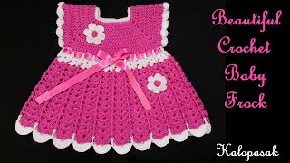 Beautiful Crochet Baby Frock Eng Subtitles Baby Dress Crochet Sweater क्रोशा स्वेटर [upl. by Cresida]