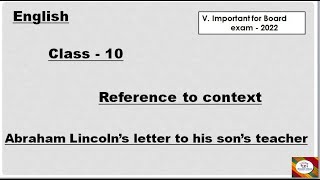 Kseeb English Class 10Abraham Lincolns letter to his sons teacher Ref to contextScorpio Class [upl. by Elgna]