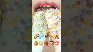 ASMR EMOJI FOOD🧋🥯🍦🐶🍇🍊🐱🦁이모지 먹방 sped up [upl. by Ahtilat]