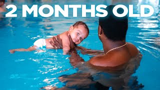 Newborn Learning To Swim Baby Swim Class [upl. by Anaujit]