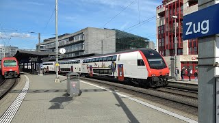 Trains in the city of Zug Switzerland [upl. by Manas545]