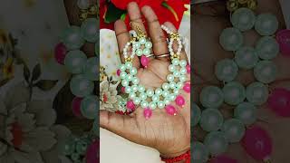 Beaded flower Necklace  How to make Beaded Necklace with beads amp Pearl tutorial for beginners [upl. by Mohun]