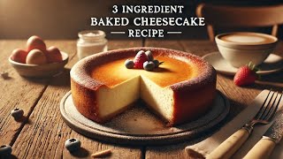 3Ingredient Baked Cheesecake Recipe  Super Easy amp Creamy Dessert [upl. by Rotciv376]