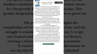 Summaryquot The Twins quot academicinsights summary ptbsyllabus 8thclassenglish viralshorts [upl. by Tally]