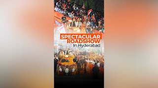 PM Modi holds a Spectacular roadshow amid Jubilant crowd support in Hyderabad Telangana [upl. by Erund]