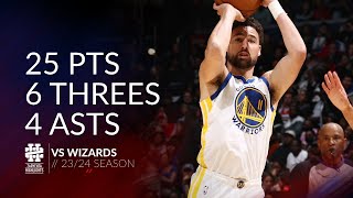 Klay Thompson 25 pts 6 threes 4 asts vs Wizards 2324 season [upl. by Nas340]