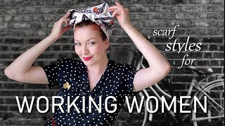 Scarf History Working women scarf Headscarf styles from the 1930s and 1940s War scarf [upl. by Odrahcir]