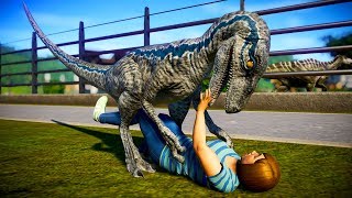 Jurassic World Evolution  Indoraptor vs Blue Breakout amp Fight Blue Fight Scene [upl. by Zildjian]