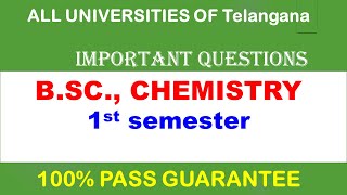 IMPORTANT QUESTION B SC CHEMISTRY 1 ST SEMESTER TELANGANA UNIVERSITIES  HSR BIOINFO [upl. by Lockhart]