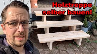 DIY Holz Treppe selber bauen  Gartentreppe bauen  Treppenwangen selber machen  DIY Treppen bauen [upl. by Yelreveb]