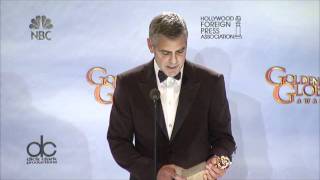 George Clooney  The Descendants  Pressroom  Golden Globes 2012 [upl. by Kean834]