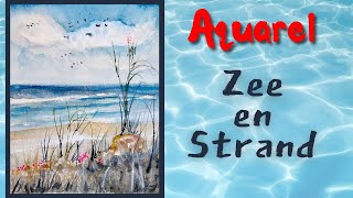 Hoe schilder je De zee en het Strand  Aquarel [upl. by Corsetti]