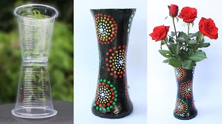 How to make flower vase from plastic cup and Plaster [upl. by Carola]