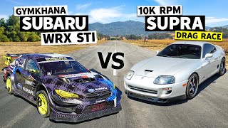 10000 rpm Supra With 1100hp Races Travis Pastrana’s 862hp Subaru WRX STI Gymkhana Car [upl. by Halas853]