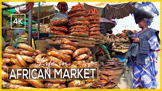 Lagos Nigeria 4k  Market Life  Buying Shea butter and shrimp in the most BUSY MARKET of AFRICA [upl. by Trix148]