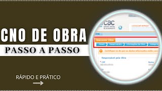 COMO FAZER CNO DE OBRAS  Cadastro nacional de obras  passo a passo [upl. by Chase]