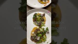 Shredded beef tostado w Avocado Chimicurri sauce 🌮 healthyrecipes [upl. by Adianez]