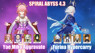 C0 Yae Miko Aggravate amp C0 Furina Hypercarry  Spiral Abyss 43  Genshin Impact [upl. by Elamrej497]