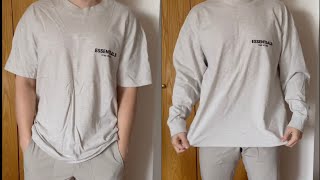 FEAR OF GOD ESSENTIALS OVERSIZED T SHIRT vs LONG SLEEVE T SHIRT  CORE COLLECTION [upl. by Ping]