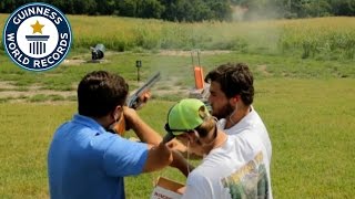 Clay pigeon shooting speed record  Guinness World Records [upl. by Ettenad]