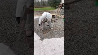 Spraying the foam to separate the ground from the radiant concrete slab [upl. by Naihr]